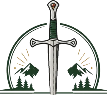 Emblema de La Llama del Oeste: una espada atravesando una llama entre montañas